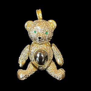Vintage Pendant / Brooch 2 in 1 Teddy Bear Pendant Jointed Moving Parts Cute
